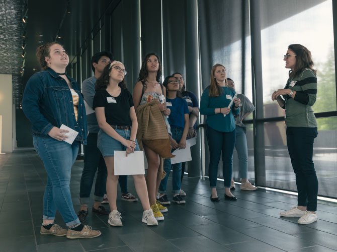 Students on a tour of the museum